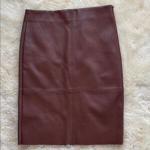 Chic Faux Leather Brown Pencil Skirt